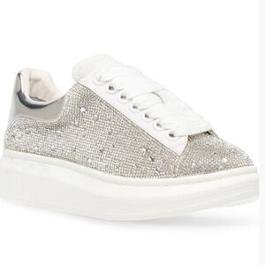 Steve Madden Silver and White Sneakers Glimmer-R